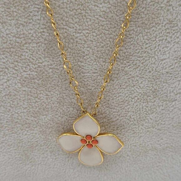 J Crew Delicate Enamel Flower Necklace - Picture 1 of 7